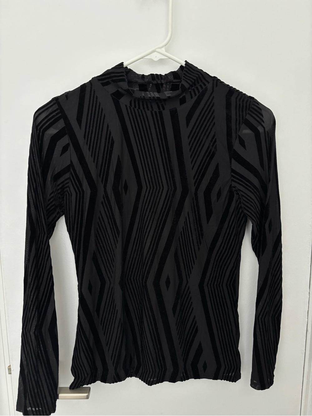 Bar III Black Velvet Long Sleeve Mock Neck Top